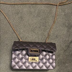 Elegant Quilted Grayish Purple Shoulder Bag
